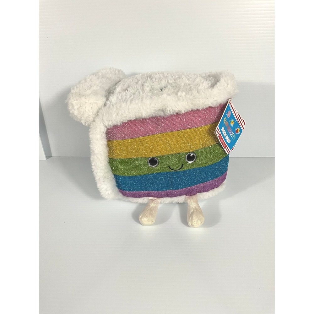 FAO Schwarz 11" Rainbow Glitter Plush Rainbow Cake w/ Sound Pillow‎ Toy Kids